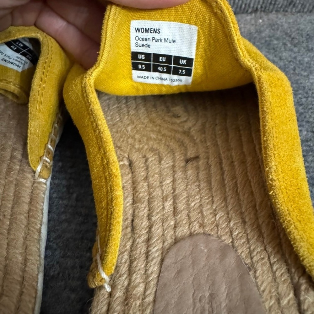 SeaVees Ocean Park Espadrille Mules Yellow Suede Slip On Shoes Women 9.5 - Picture 9 of 9